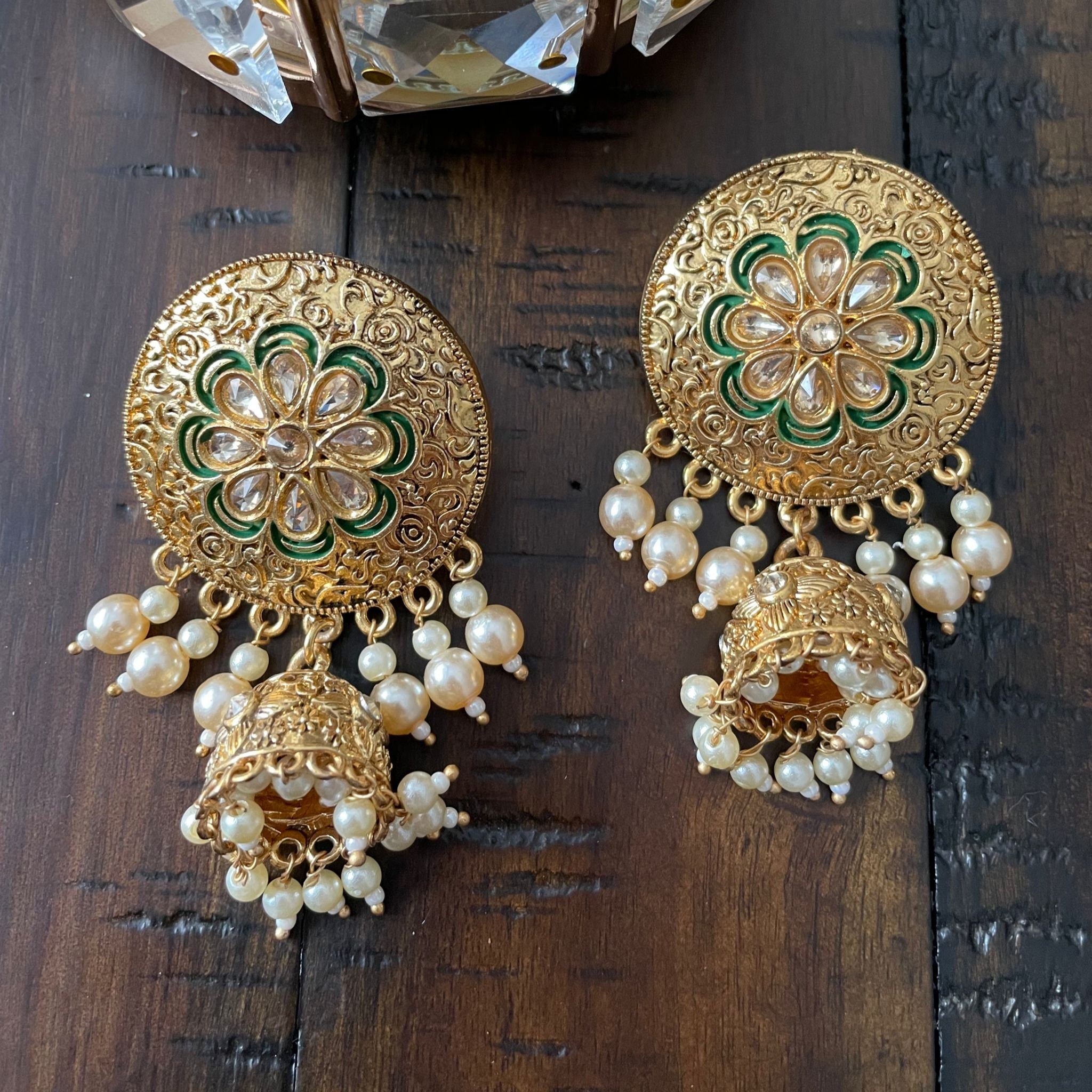 Amazon.com: Bindhani Long Big Size Dangling Jhumka Jhumki Indian Earrings  For Women: Clothing, Shoes & Jewelry